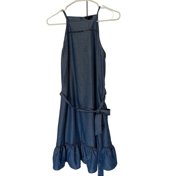 NWT Ann Taylor Chambray Dress Squared Halter neck Tied Waisted, Size 2 - Picture 2 of 9